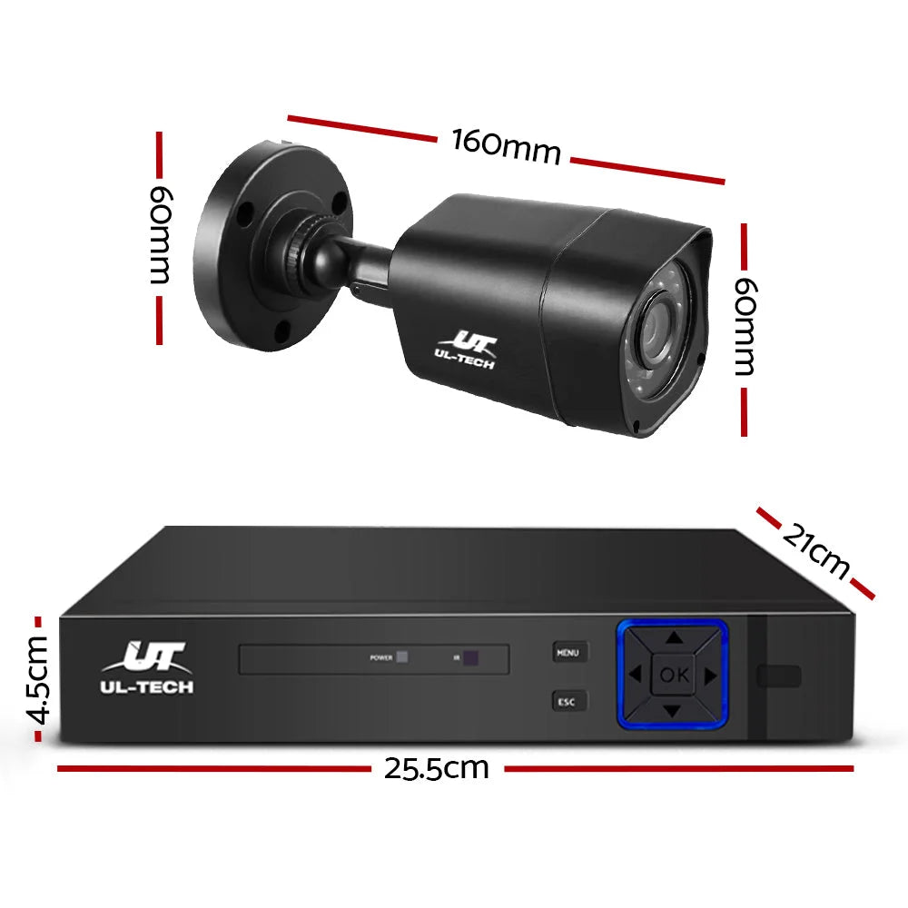 CCTV Security System 8‑CH DVR 1080P 4 Cameras 2 TB - CCTV