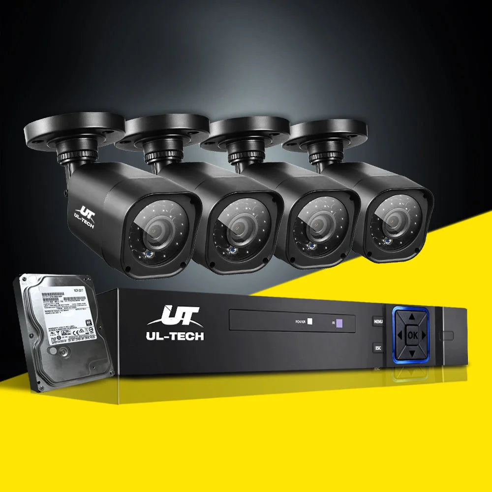 CCTV Security System 8‑CH DVR 1080P 4 Cameras 2 TB - CCTV