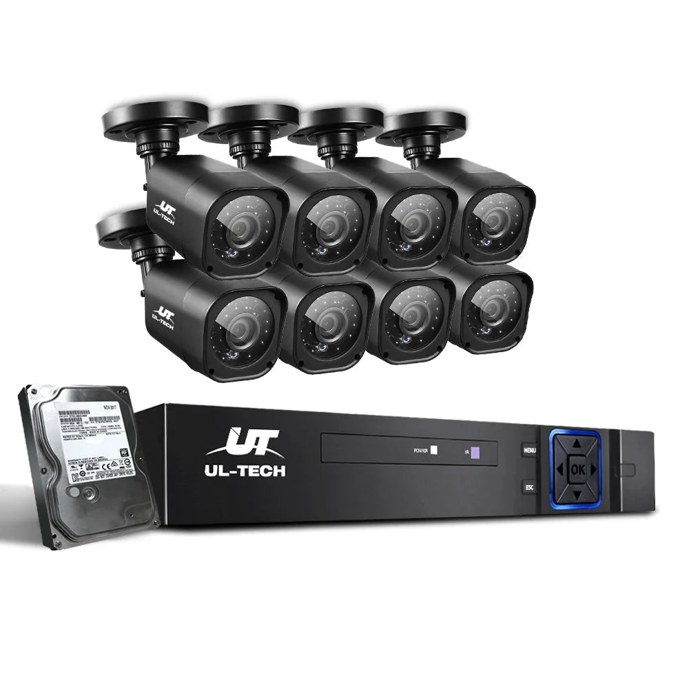 CCTV Security System 8‑CH DVR 1080P 8 Cameras 2 TB - CCTV