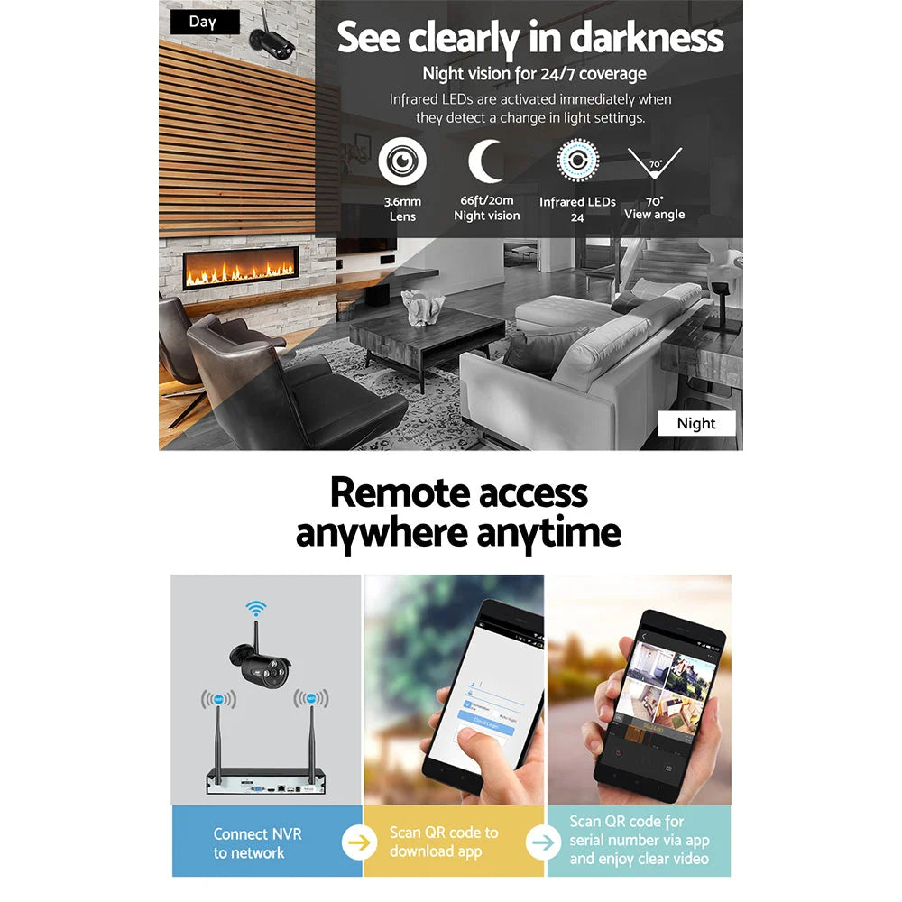 CCTV Wireless Security Camera System 8CH Home Outdoor WIFI