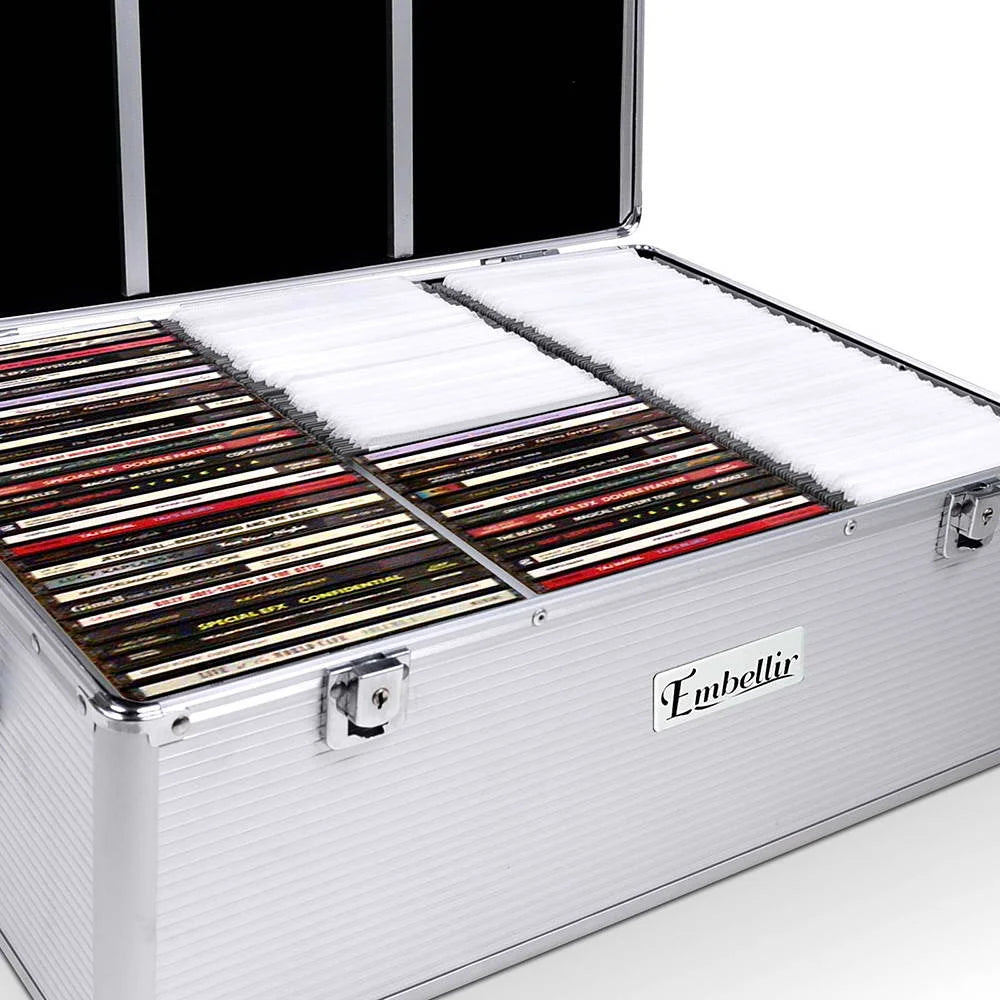 CD Case DVD Cases Storage Box for 500 Discs Aluminium Case
