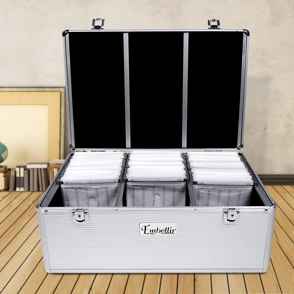 CD Case DVD Cases Storage Box for 500 Discs Aluminium Case