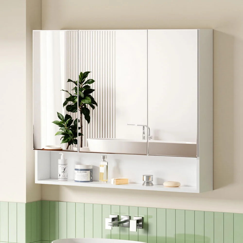 Bathroom Mirror Cabinet Medicine Adjustable Shelves Wall Hung