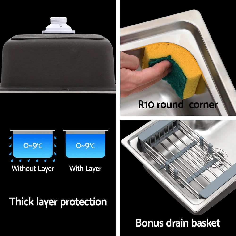 Cefito Kitchen Sink 61X43CM Stainless Steel Basin Single