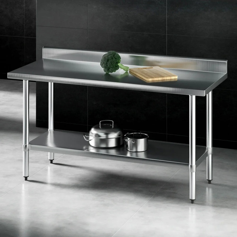 Cefito Stainless Steel Kitchen Bench w/ Splashback