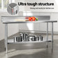 Cefito stainless kitchen with component details and storage context