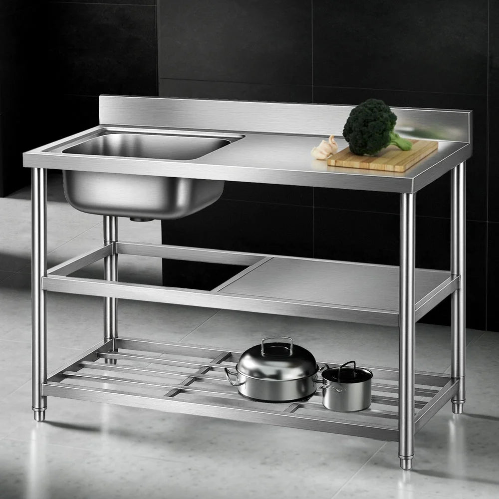 Cefito Stainless Steel Kitchen Bench Work Table with Sink