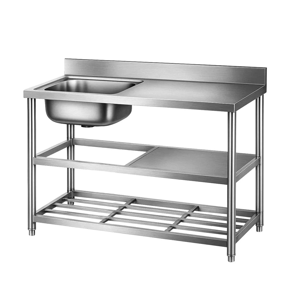 Cefito Stainless Steel Kitchen Bench Work Table with Sink