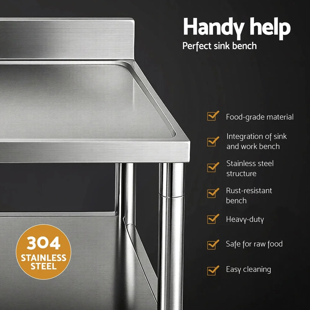 Cefito Stainless Steel Kitchen Bench Work Table with Sink