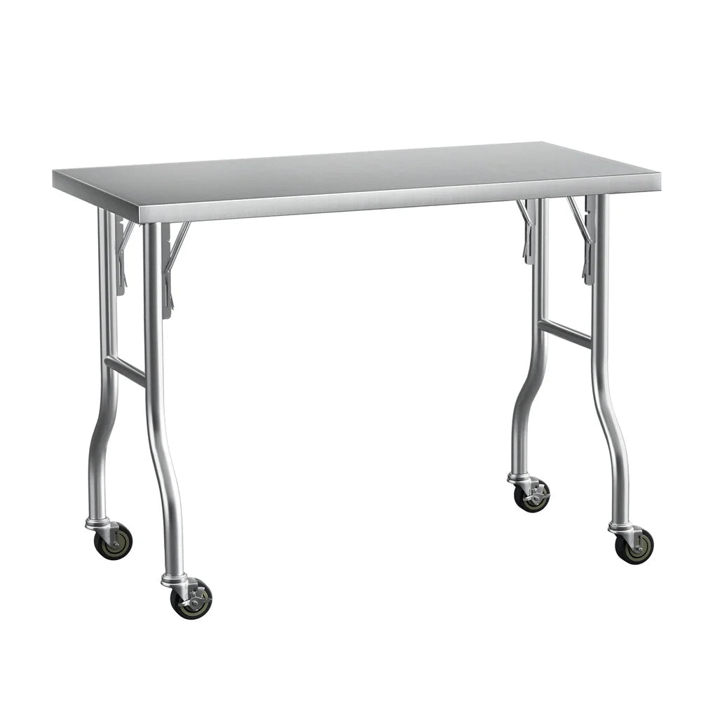 Stainless steel 122x61cm cefito kitchen benches with work bench wheels