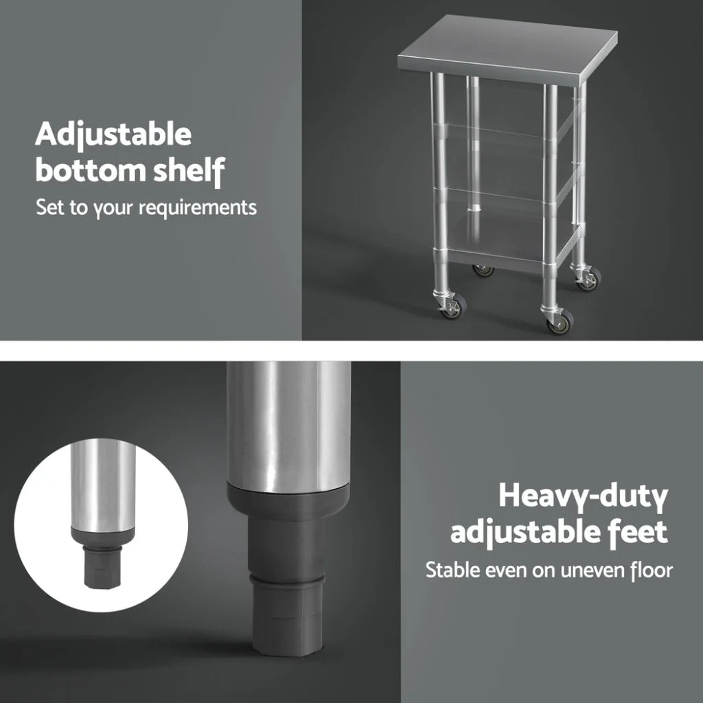 Cefito Stainless Steel Kitchen Benches Work Bench Wheels