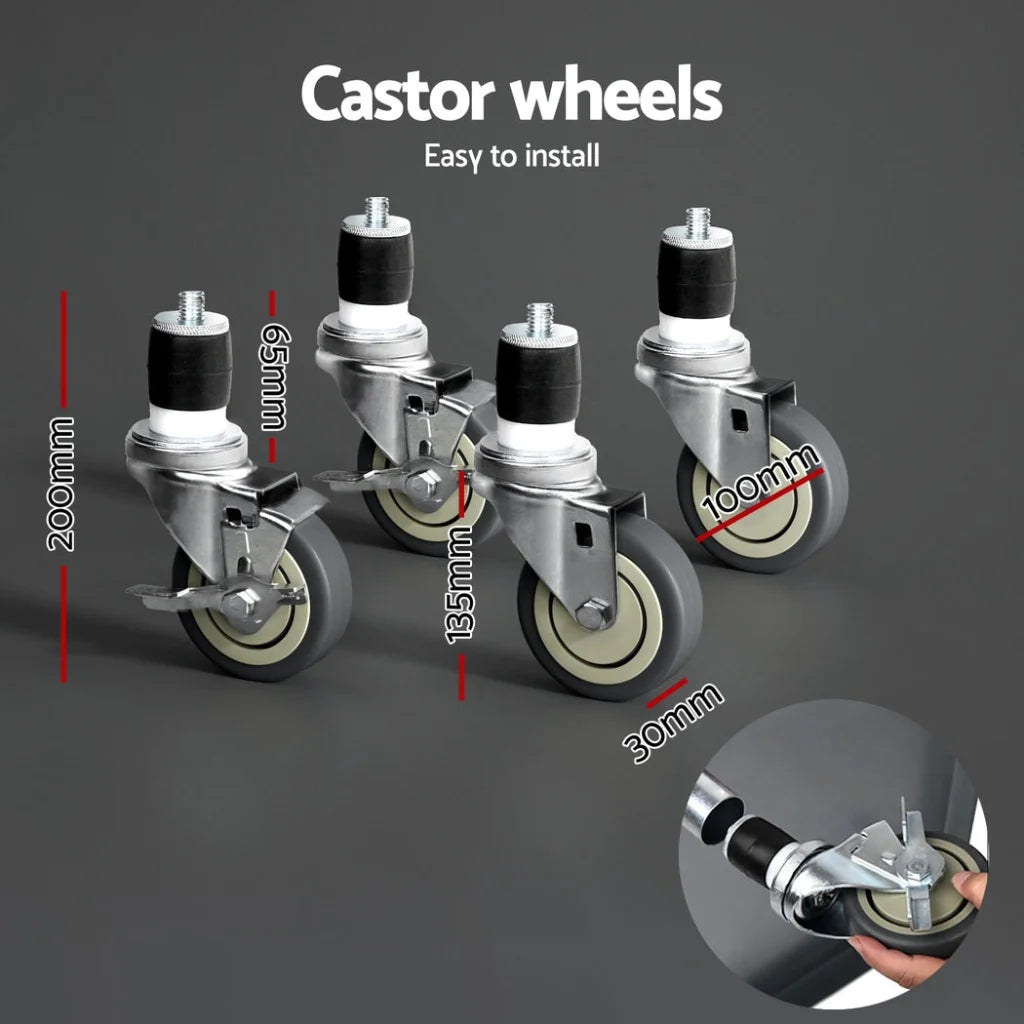 Cefito Stainless Steel Kitchen Benches Work Bench Wheels