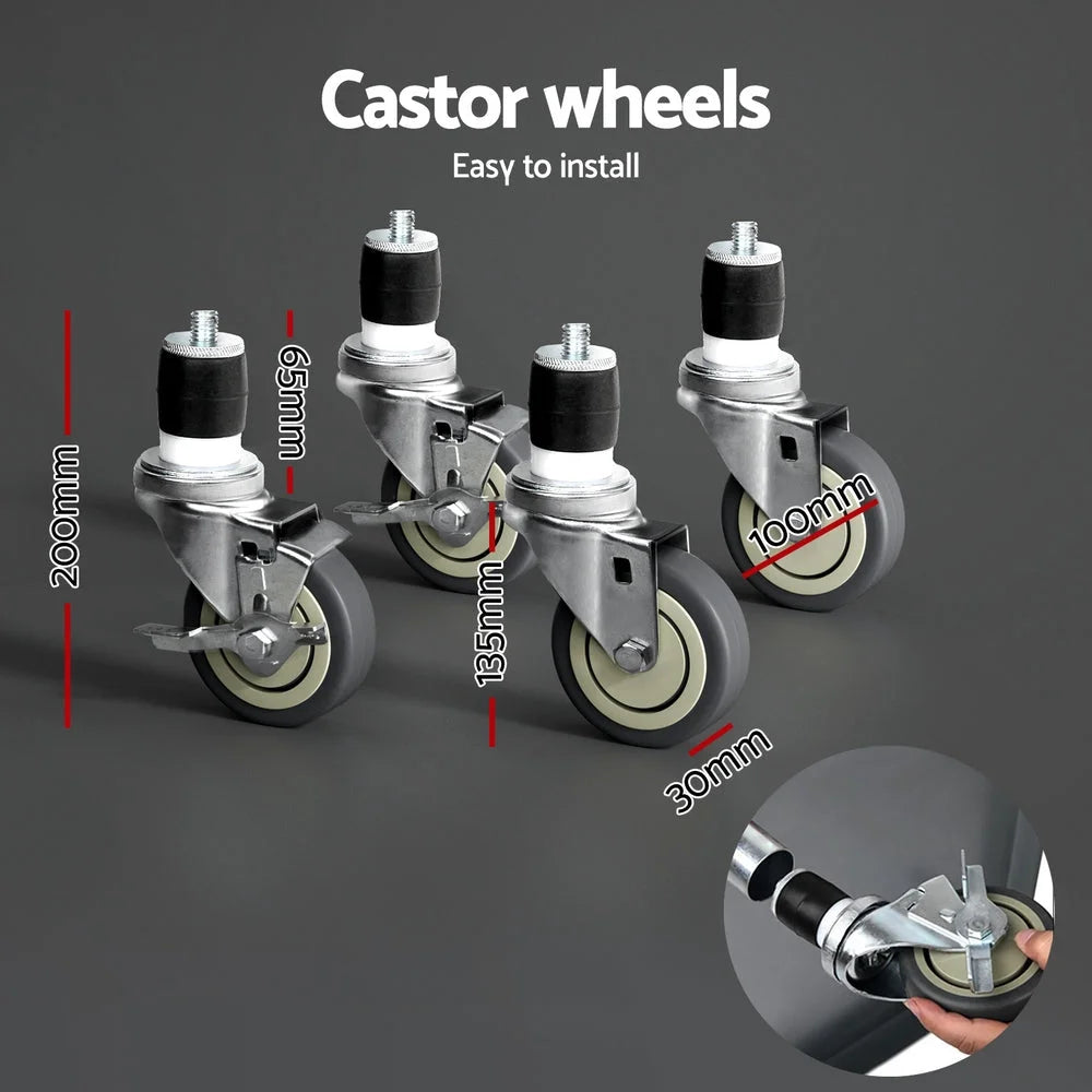 Cefito Stainless Steel Kitchen Benches Work Bench Wheels