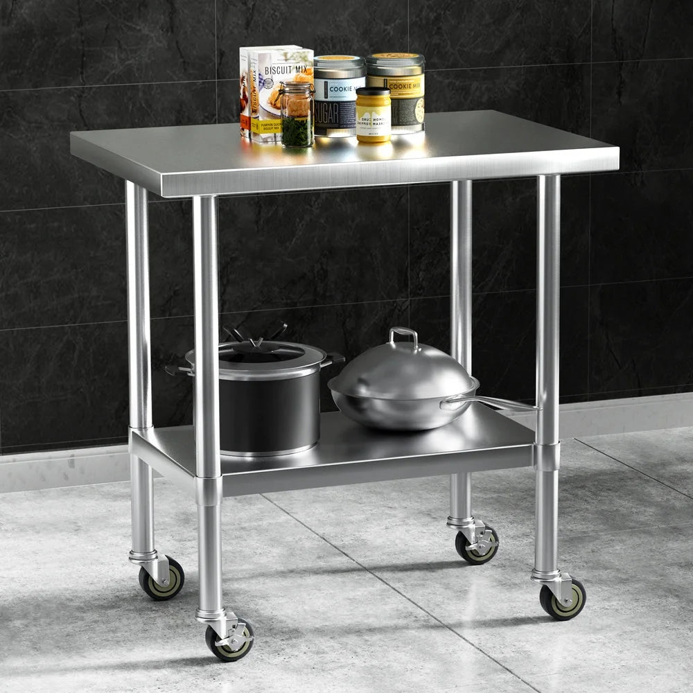 Cefito Stainless Steel Kitchen Benches Work Bench Wheels