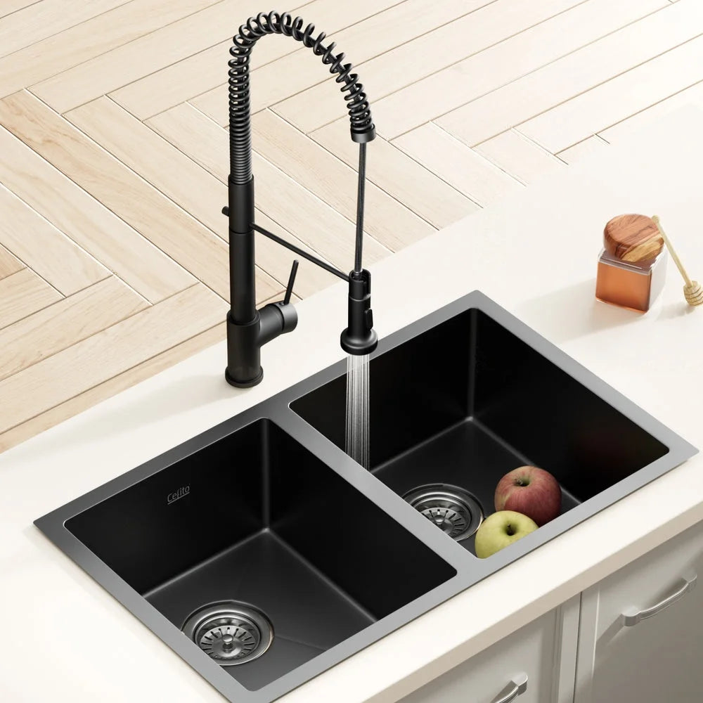 Cefito Stainless Steel Sink 77x45CM With Pull Out Mixer Tap