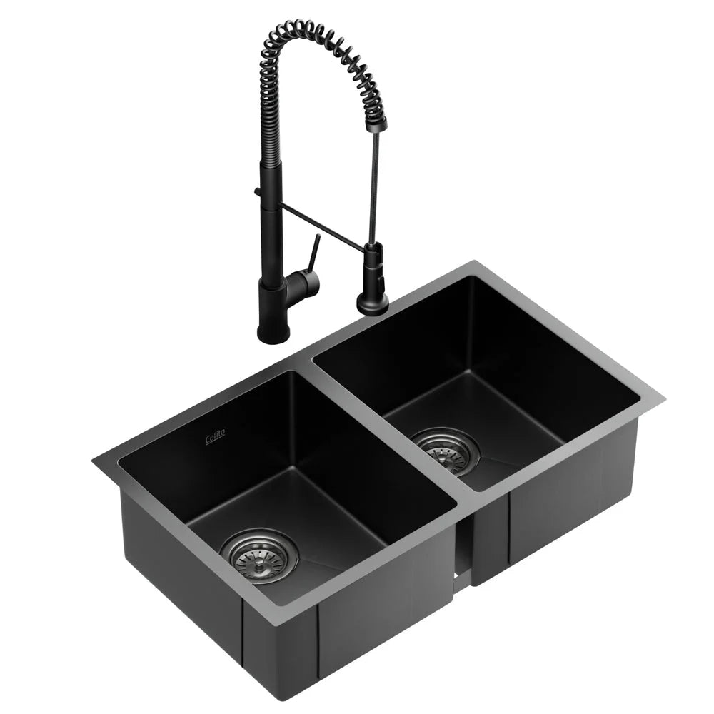 Cefito Stainless Steel Sink 77x45CM With Pull Out Mixer Tap