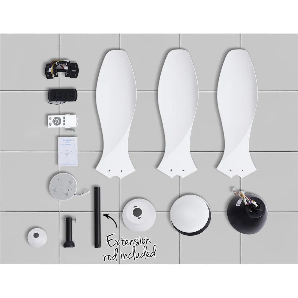 Ceiling Fan 48’’ with Light Remote Control White 3 Blades