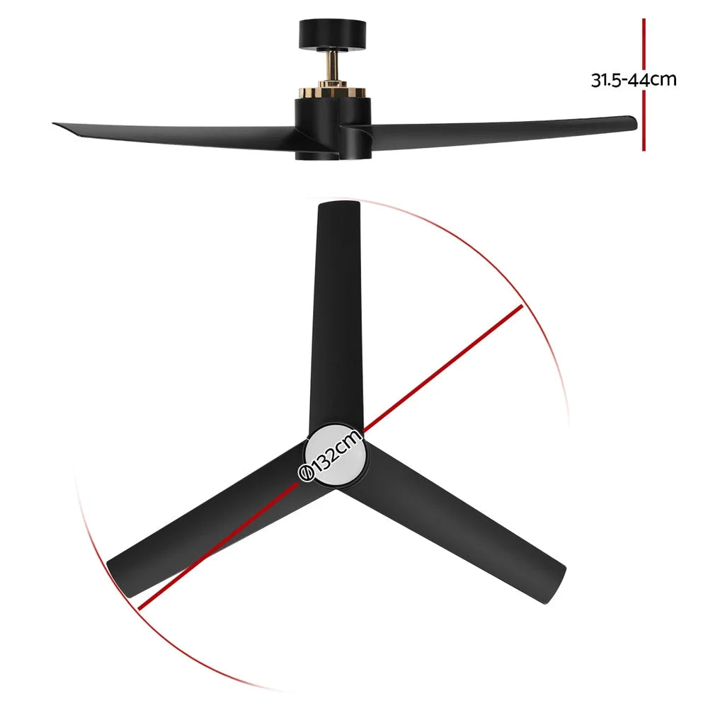 Ceiling Fan 52’’ DC Motor with Light & Remote - Black