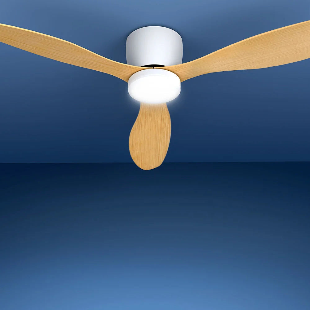 Ceiling Fan 52’’ DC Motor with Light & Remote - Light Wood