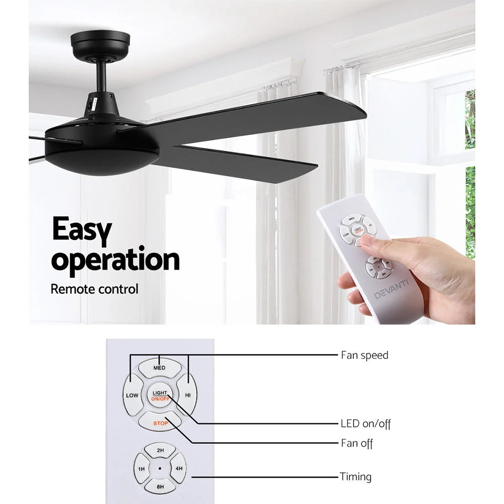 Ceiling Fan 52’’ with Remote - Black - Fans