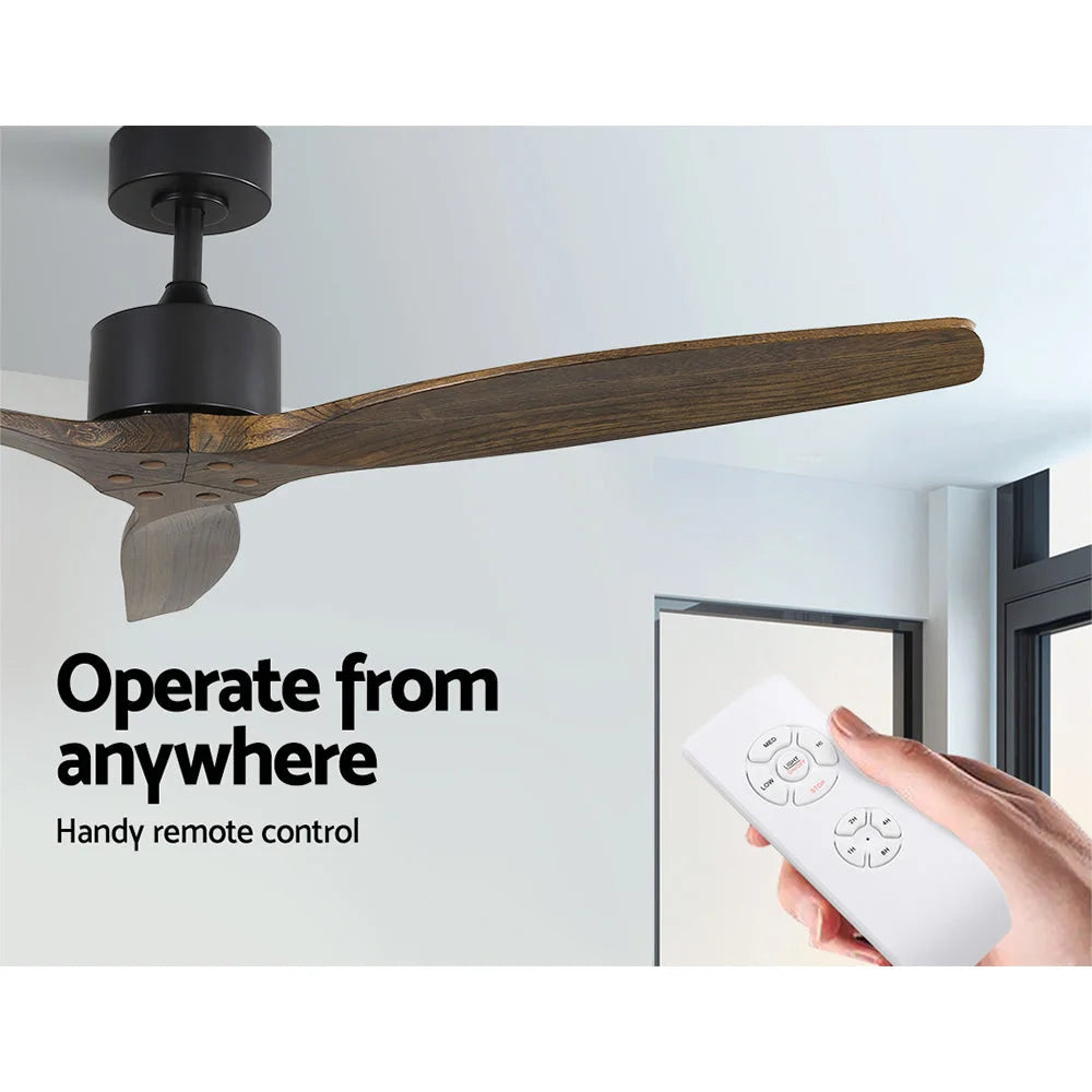 Ceiling Fan 52’’ with Remote Control 3 Wooden Blades Timer