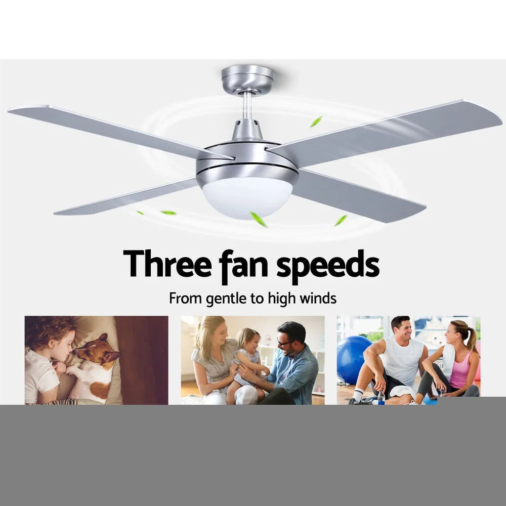 Ceiling Fan with Light 52’’ Silver - Fans