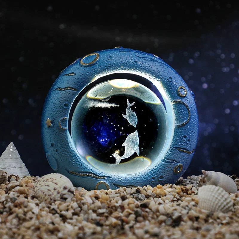 Celestial Ring LED Crystal Ball Lamp - 3D Engraving Unique