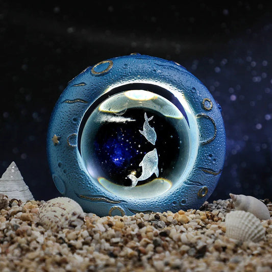 Celestial Ring LED Crystal Ball Lamp - 3D Engraving Unique