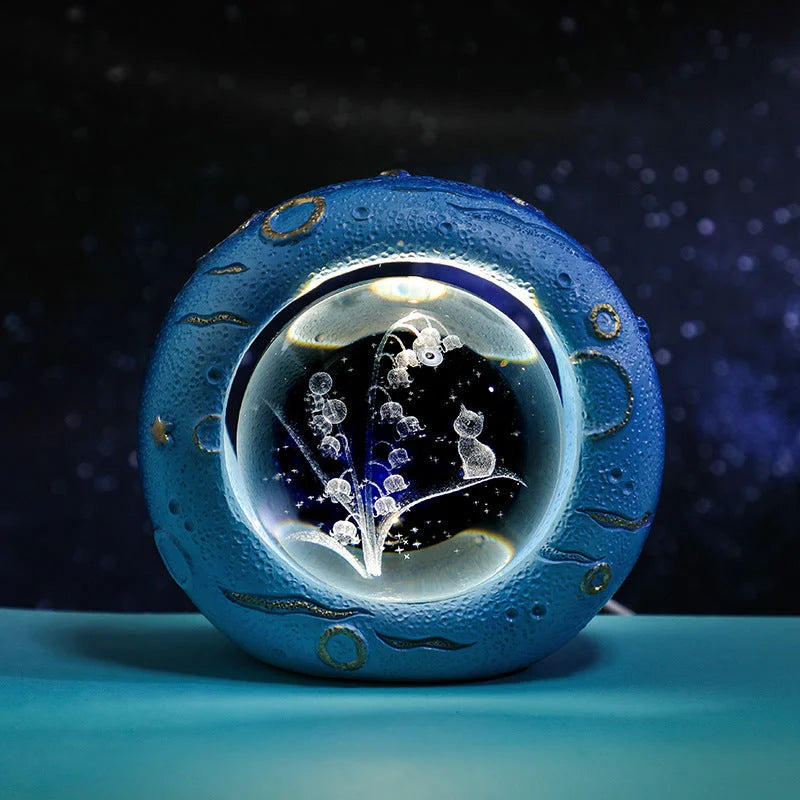 Celestial Ring LED Crystal Ball Lamp - 3D Engraving Unique