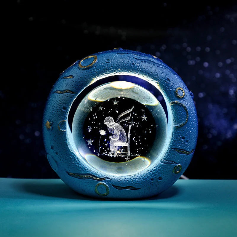 Celestial Ring LED Crystal Ball Lamp - 3D Engraving Unique