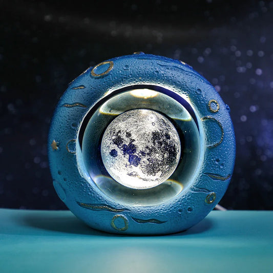Celestial Ring LED Crystal Ball Lamp - 3D Engraving Unique