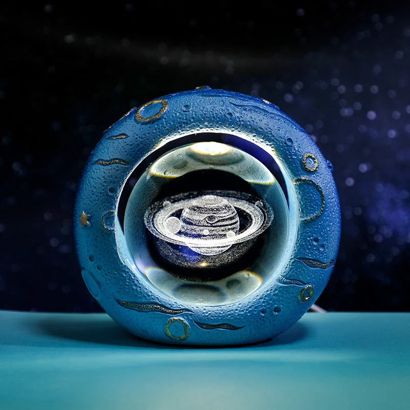 Celestial Ring LED Crystal Ball Lamp - 3D Engraving Unique