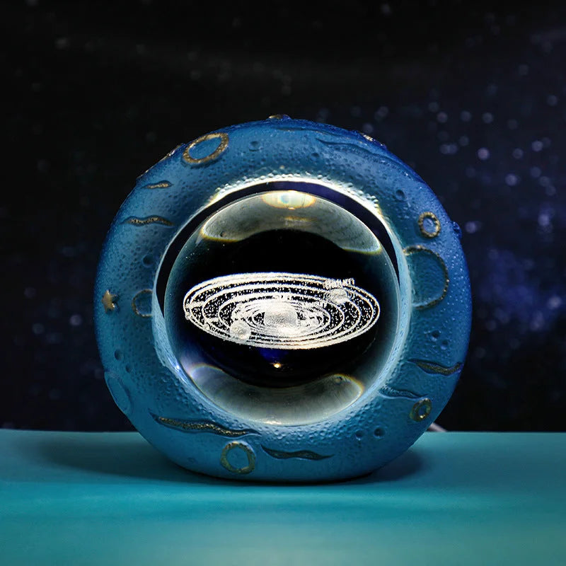 Celestial Ring LED Crystal Ball Lamp - 3D Engraving Unique