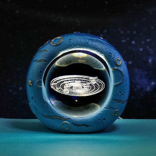 Celestial Ring LED Crystal Ball Lamp - 3D Engraving Unique
