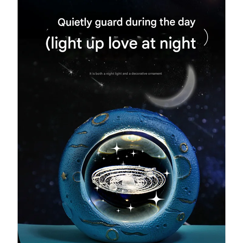 Celestial Ring LED Crystal Ball Lamp - 3D Engraving Unique