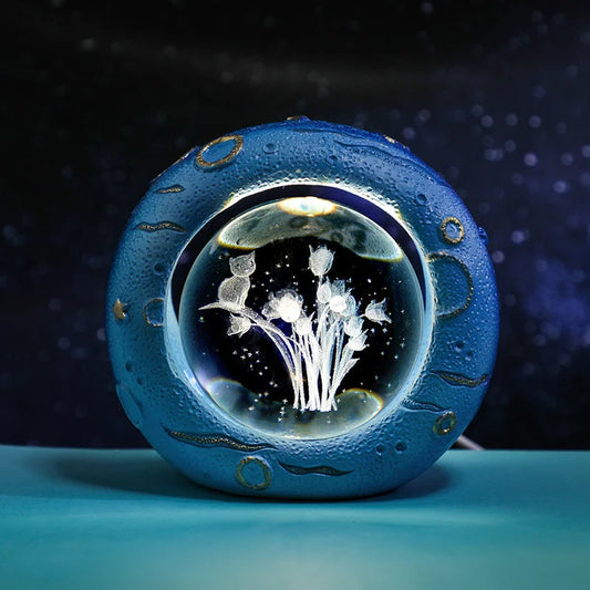 Celestial Ring LED Crystal Ball Lamp - 3D Engraving Unique