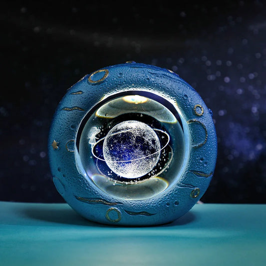 Celestial Ring LED Crystal Ball Lamp - 3D Engraving Unique