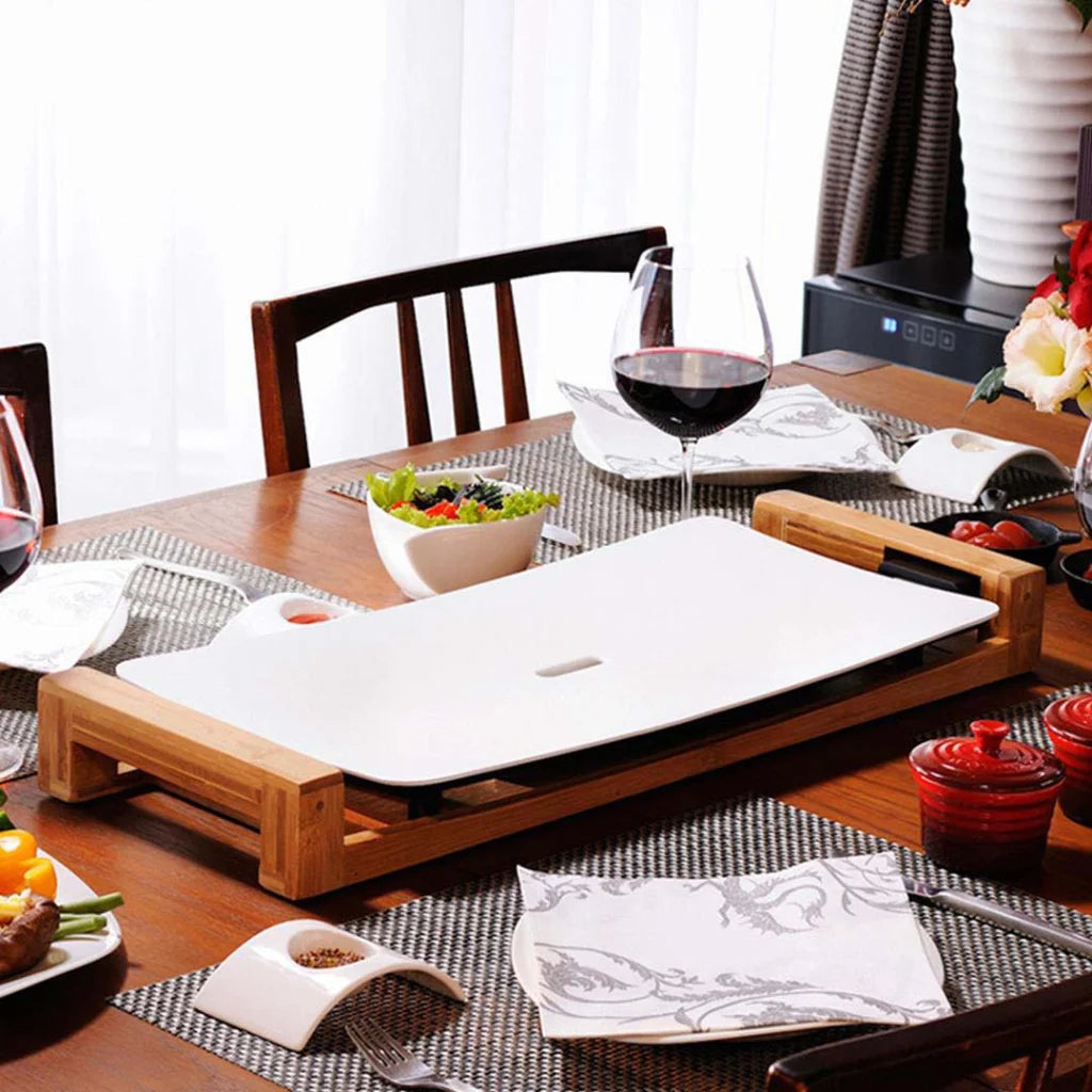 Ceramic BBQ Grill Hot Plate Set Premium 2X Non-Stick Surface for Indoor & Outdoor - White