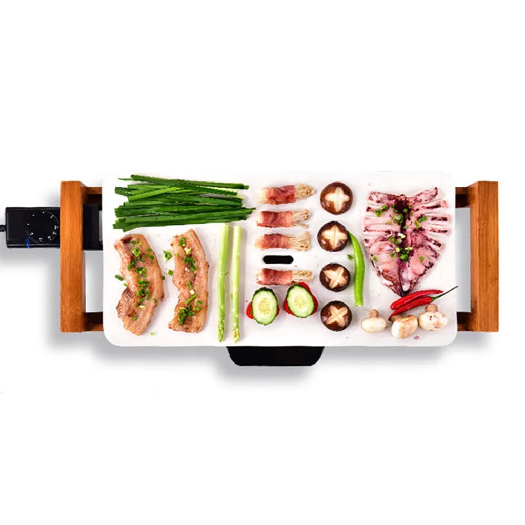 Ceramic BBQ Grill Hot Plate Set Premium 2X Non-Stick Surface for Indoor & Outdoor - White