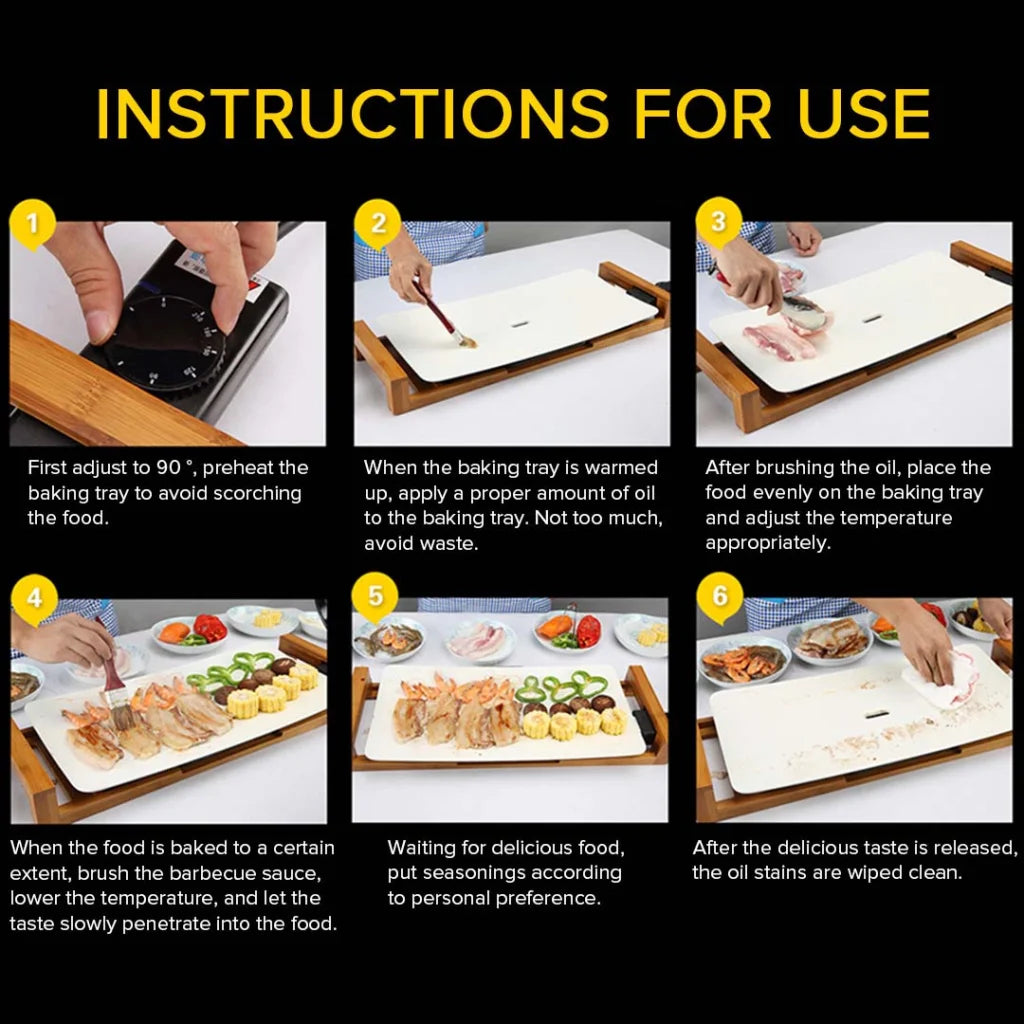Ceramic BBQ Grill Hot Plate Set Premium 2X Non-Stick Surface for Indoor & Outdoor - White
