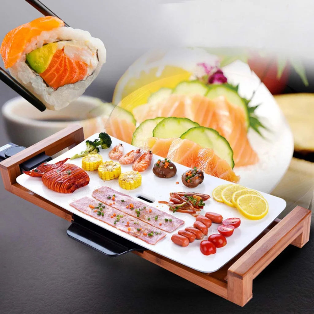 Ceramic BBQ Grill Hot Plate Set Premium 2X Non-Stick Surface for Indoor & Outdoor - White