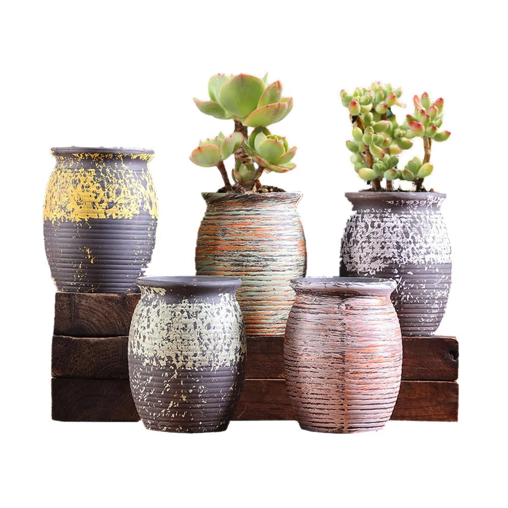 Ceramic Clay Pottery Pots Set Succulent Flower Planter