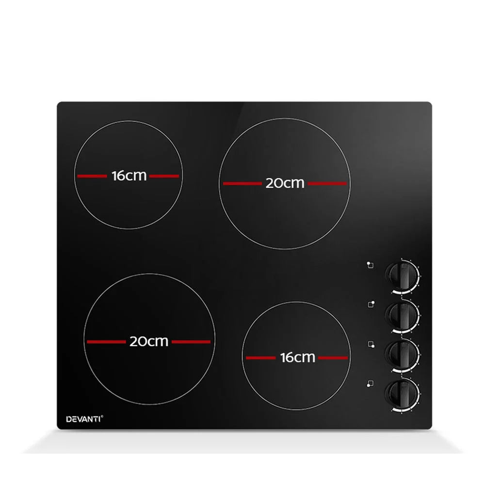 Ceramic Cooktop 60cm Kitchen Burner Cooker 4 Zone Knobs