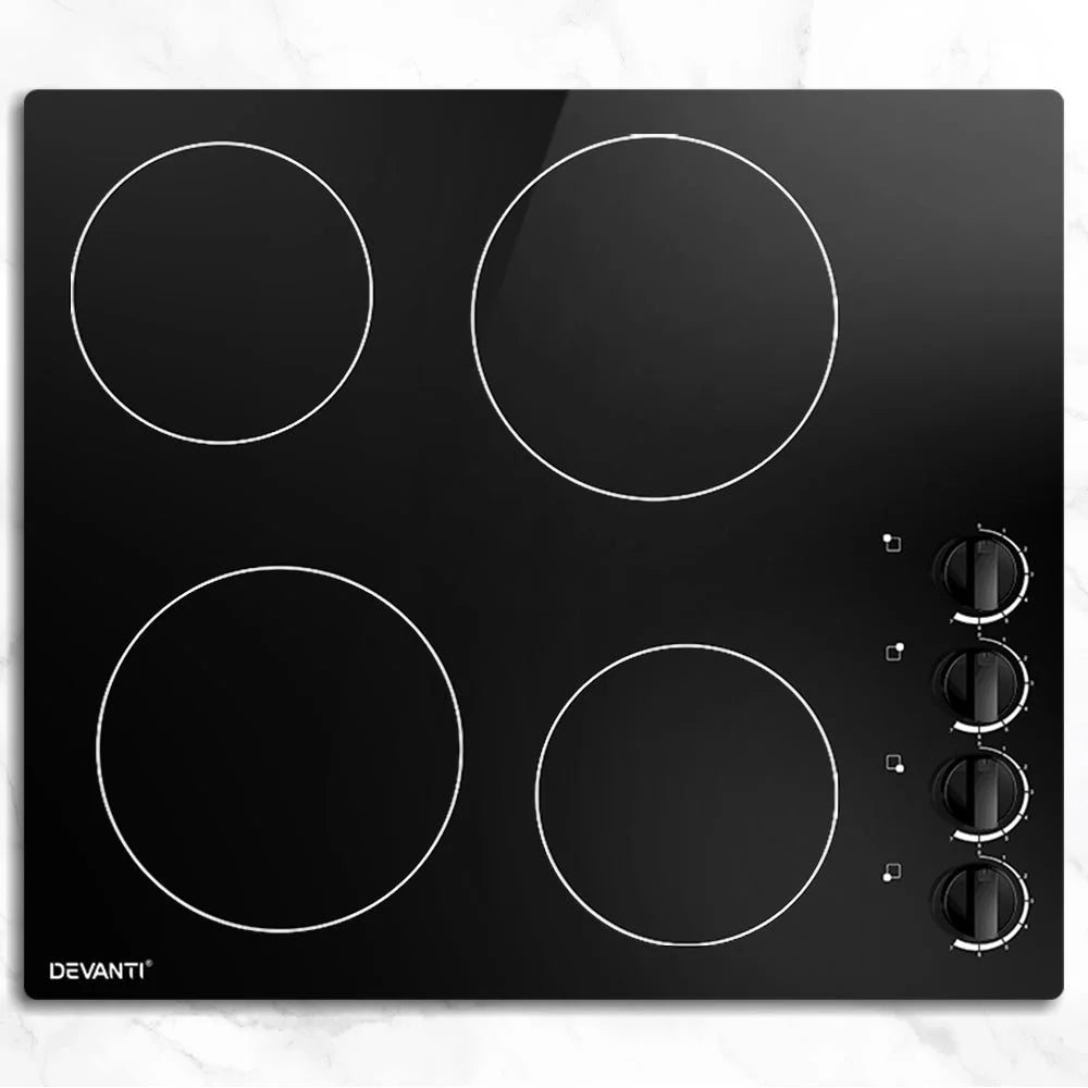 Ceramic Cooktop 60cm Kitchen Burner Cooker 4 Zone Knobs