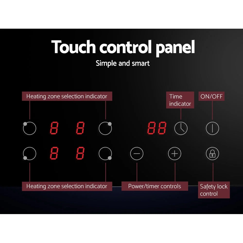Ceramic 60cm 4 cooktop touch control with electric cooker burner stove