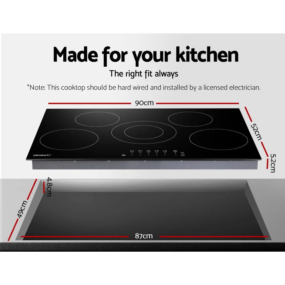 Ceramic Cooktop 90cm 5 Burner Stove Hob Touch Control