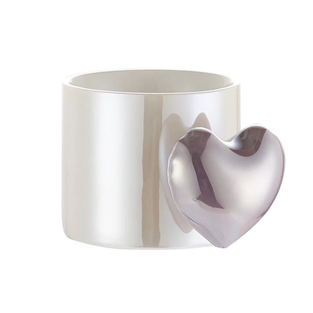Ceramic Cup Mug Lovely 3D Heart Love Puffy Heart Handle
