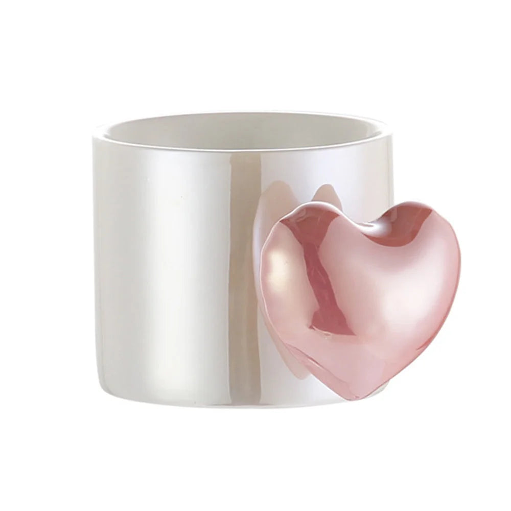 Ceramic Cup Mug Lovely 4D Heart Love Puffy Heart Handle