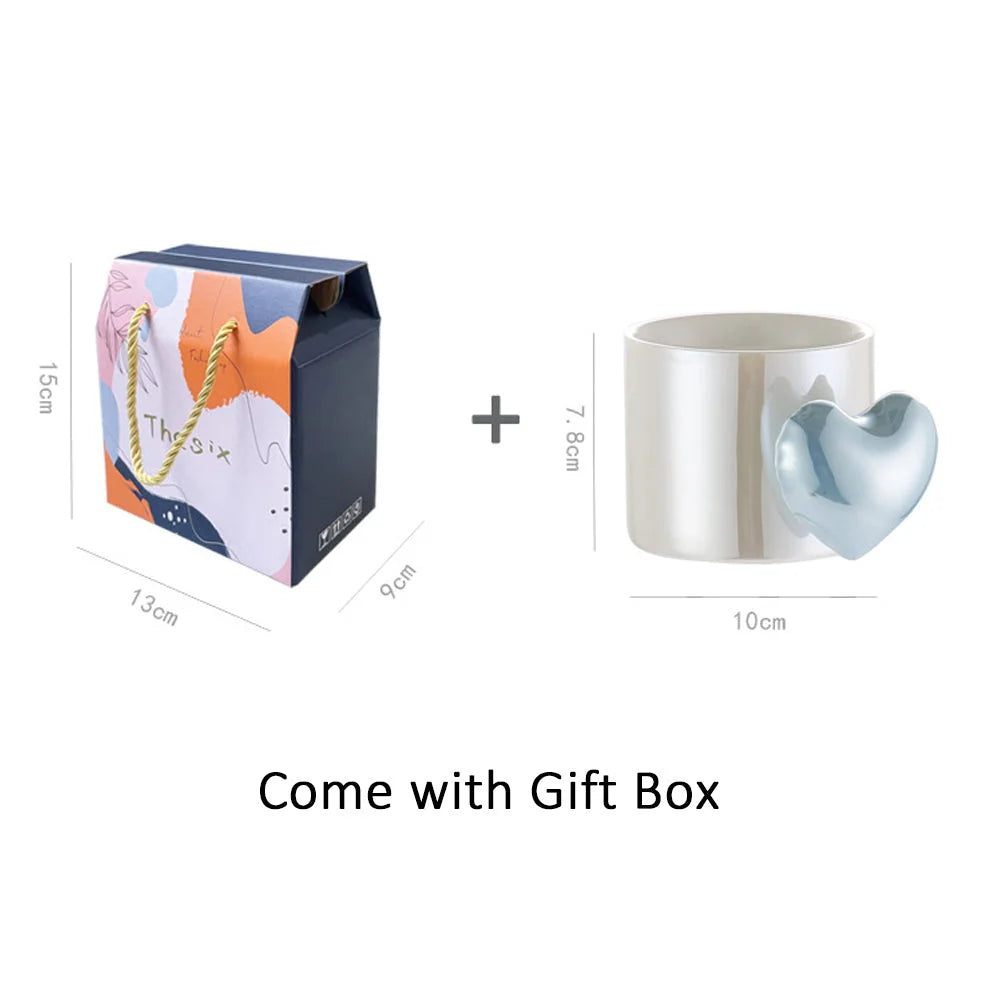 Ceramic Cup Mug Lovely 4D Heart Love Puffy Heart Handle