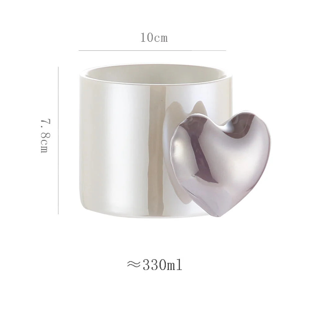 Ceramic Cup Mug Lovely 5D Heart Love Puffy Heart Handle